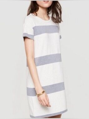 Lou & Grey Stripe T-Shirt Mini Dress Signaturesoft Knit White & Gray Medium